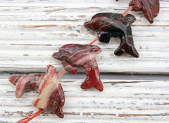 Rainbow Jasper 31-35mm Dolphin beads handmade (ETB01266)