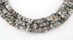 Matte pinolith 7-8mm cube beads (ETB01204)