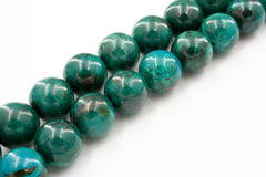 Natural Amazing blue Peruvian Chrysocolla 14.5-15mm round beads  (ETB01091)