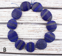 Matte Lapis Lazuli freeform beads  (amazing blue colour with gold sparkles) (ETB01263)