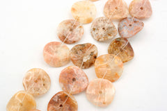 Pink Agate 14.5-17.5mm wave shape beads (ETB01312)