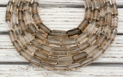 Natural Smoky quartz (Brazil) large 7-12mm hexagon cylinders (ETB00110)