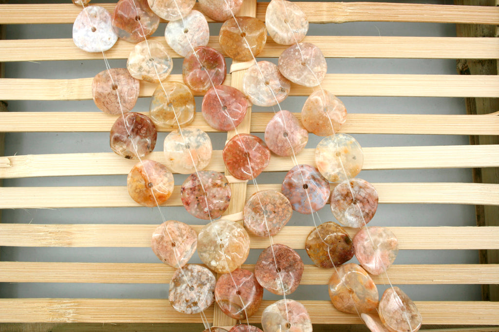 Pink Agate 14.5-17.5mm wave shape beads (ETB01312)