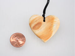 Matte Honey Palm Wood Heart Shape Pendant (ETP00014)