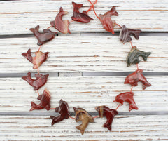 Rainbow Jasper 31-35mm Dolphin beads handmade (ETB01266)