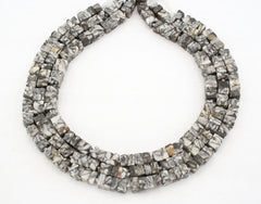 Matte pinolith 7-8mm cube beads (ETB01204)