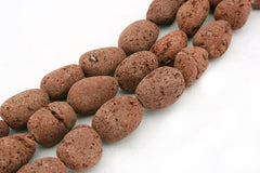 Natural Brown Lava pebble beads (ETB01232)