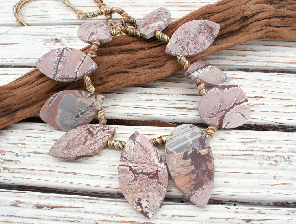 Matte Sonoran Dendrite Rhyolite freeform beads (ETB01052)