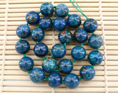 Rare and beautiful Shattuckite 15mm round beads (ETB01121)