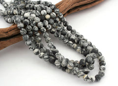 Matte Pinolith 6.5-7mm round beads (ETB01213)