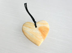Matte Honey Palm Wood Heart Shape Pendant (ETP00014)