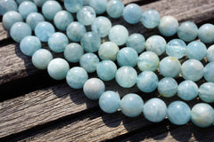 Aquamarine AB grade 7-8mm round beads  (ETB00129)