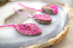RARE & NATURAL Cobalto Calcite Pink Druzy freeform pendant (ETP00318)