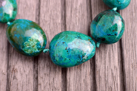 (SPL00039) Peruvian Chrysocolla organic freeform pebble beads (large)