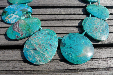 (SPL00040) Peruvian Chrysocolla organic freeform flat beads