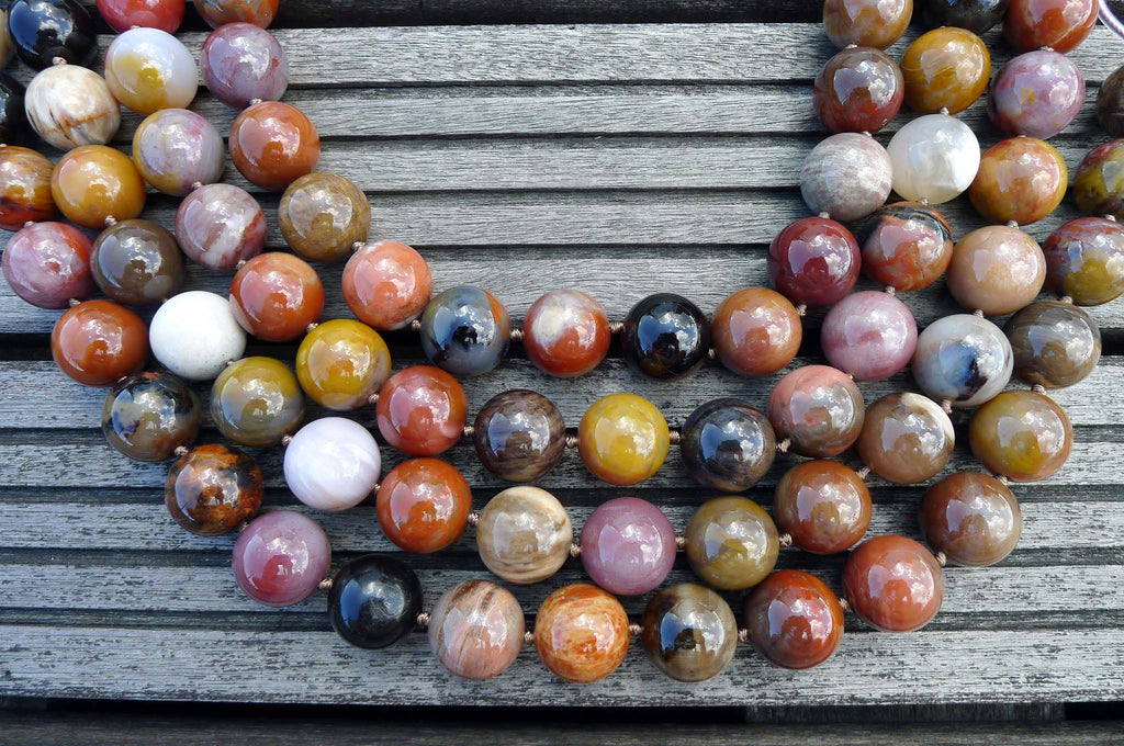 Petrified Rainbow Wood from Arizona 15mm round beads (ETB00256)