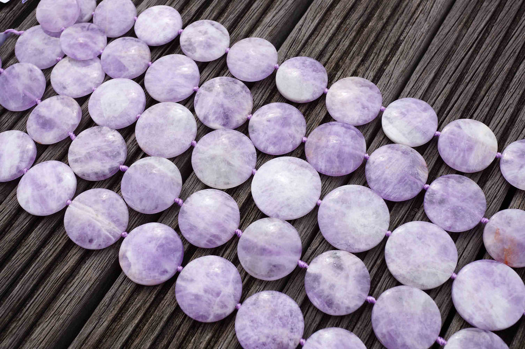 Natural Lavender Amethyst (Madagascar) 26-35mm round disc beads (ETB00476)