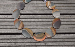 Matte Landscape/ Polychrome jasper 25-31mm oval flat beads (ETB00378)