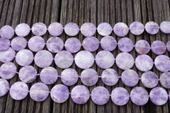 Natural Lavender Amethyst (Madagascar) 26-35mm round disc beads (ETB00476)