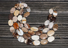 Petrified Wood 23-30mm oval flat beads (ETB00532)
