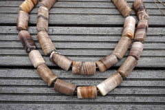 Matte Wood Opalite/ Petrified Wood 18-20mm triangular prism beads (ETB00400)