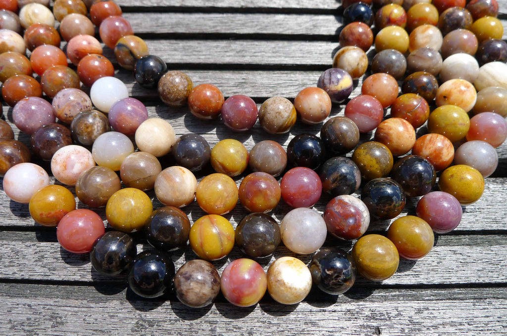 Petrified Rainbow Wood from Arizona 9-10mm round beads (ETB00262)