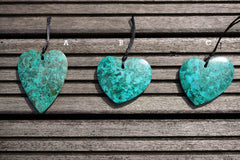 Natural Amazing blue Peruvian Chrysocolla heart shape pendant  (ETP00120)
