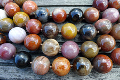 Petrified Rainbow Wood from Arizona 15mm round beads (ETB00256)