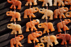 Peach Aventurine 40-43mm Elephant beads handmade (ETB00295)