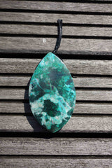 Natural Amazing blue Peruvian Chrysocolla freeform pendant  (ETP00121)
