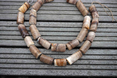 Matte Wood Opalite/ Petrified Wood 18-20mm triangular prism beads (ETB00400)