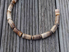 Matte Petrified Wood 17-19mm triangular prism beads (ETB00042)