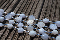 Blue Chalcedony 12-16mm handmade rose beads (ETB00347)