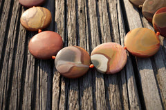 Matte Landscape/ Polychrome jasper 31-37mm round disc beads (ETB00385)