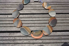 Matte Landscape/ Polychrome jasper 25-31mm oval flat beads (ETB00378)