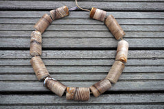 Matte Wood Opalite/ Petrified Wood 18-20mm triangular prism beads (ETB00400)