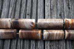 Matte Petrified Wood 17-19mm triangular prism beads (ETB00042)
