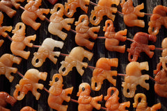 Peach Aventurine 40-43mm Elephant beads handmade (ETB00295)