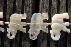 Natural Agate 34-37mm Elephant beads handmade (ETB00291)