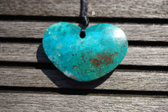 Natural Amazing blue Peruvian Chrysocolla heart shape pendant  (ETP00124)