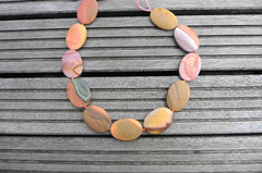 Matte Landscape/ Polychrome jasper 20-27mm oval flat beads (ETB00478)