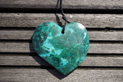 Natural Amazing blue Peruvian Chrysocolla heart shape pendant  (ETP00125)