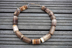Matte Wood Opalite/ Petrified Wood 18-20mm triangular prism beads (ETB00400)