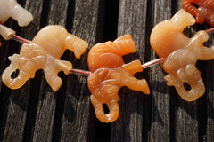 Peach Aventurine 40-43mm Elephant beads handmade (ETB00295)