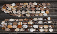 Petrified Wood 23-30mm oval flat beads (ETB00532)