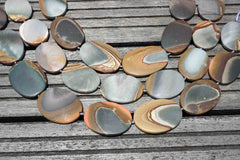 Matte Landscape/ Polychrome jasper 25-31mm oval flat beads (ETB00378)