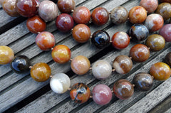 Petrified Rainbow Wood from Arizona 15mm round beads (ETB00256)