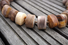 Matte Wood Opalite/ Petrified Wood 17-23mm triangular prism beads (ETB00398)