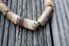 Matte Petrified Wood 17-19mm triangular prism beads (ETB00042)