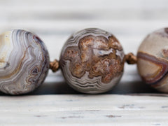 Matte Laguna Lace Agate 12-13.5mm round beads (ETB00833)